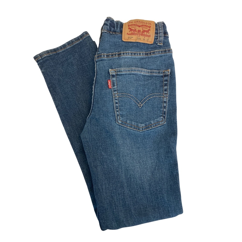 Levis 512 Slim Taper Jeans Boys Size 12 Regular Medium Wash Blue W26 L27 Denim